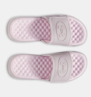 Under Armour Women's Ignite Pro 8 Slide Sandals gray grey dawn pink