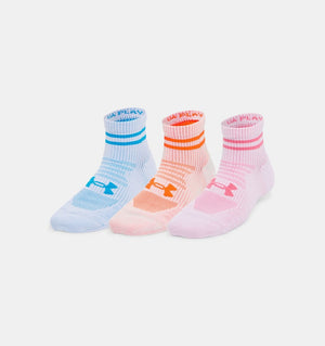 Under Armour Women's Play Up Quarter Sock 3-Pack blue orange pink