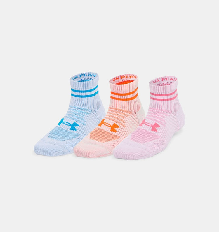 Under Armour Women's Play Up Quarter Sock 3-Pack blue orange pink