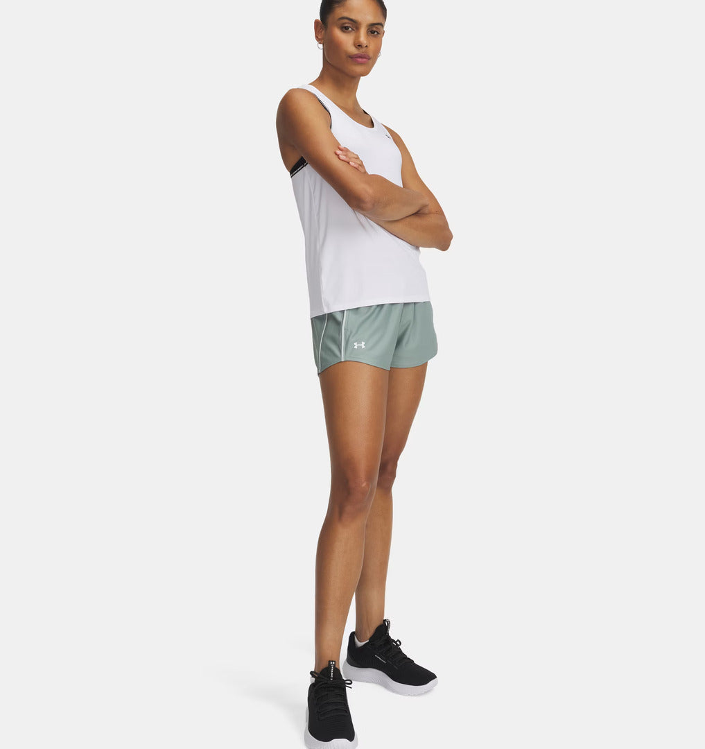 Under Armour Women's Tech Play Up Shorts Silica Green / Hydro Green / White