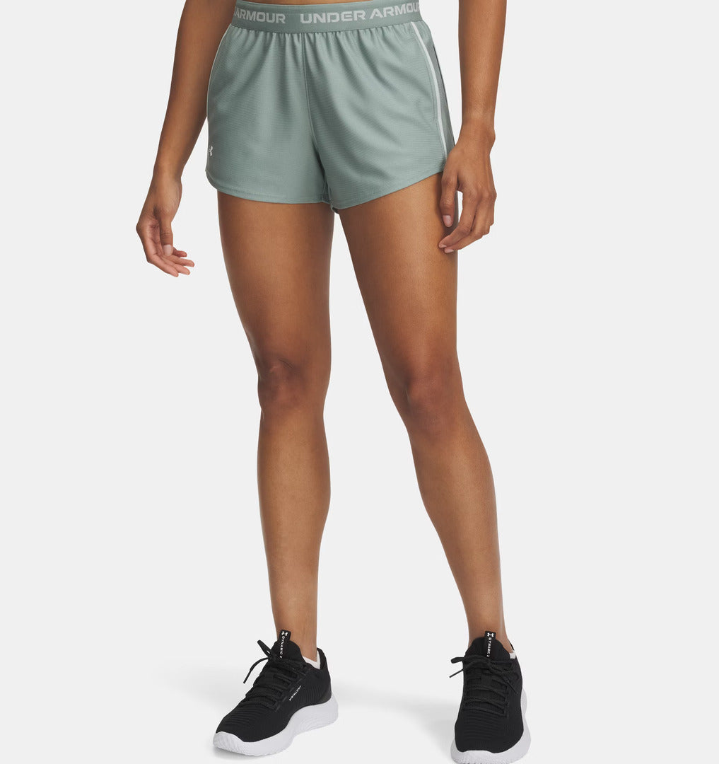 Under Armour Women's Tech Play Up Shorts Silica Green / Hydro Green / White