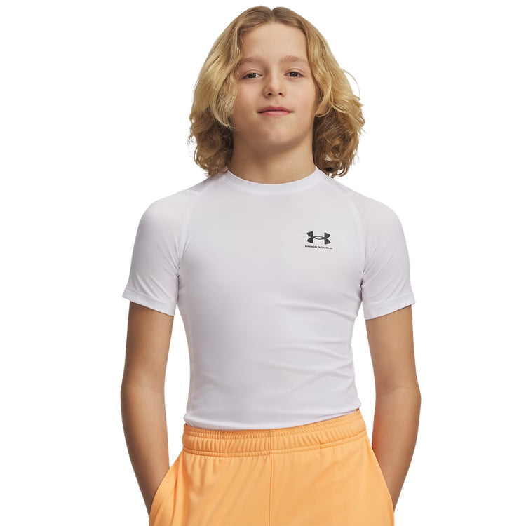 Under Armour Youth HeatGear Armour Short Sleeve Shirt white
