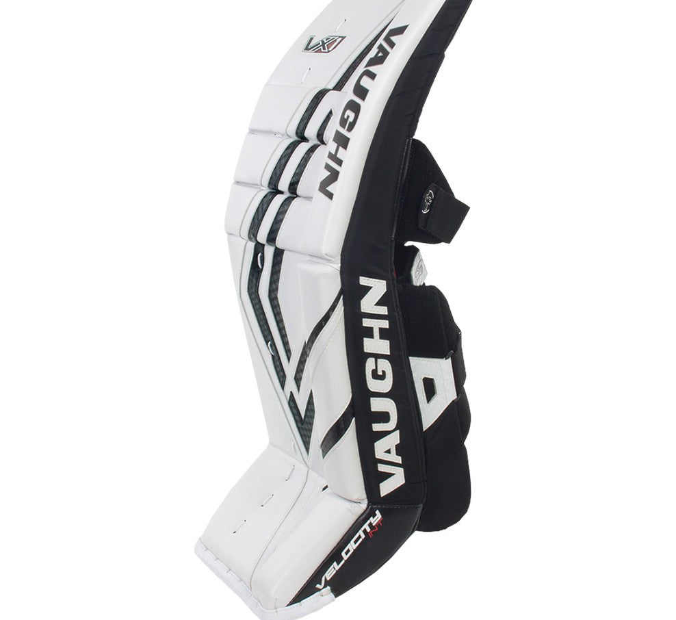 Vaughn Intermediate Velocity VX1 Hockey Goalie Pads white black