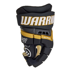 Warrior Junior Alpha Evo Pro Hockey Player Gloves black gold vegas