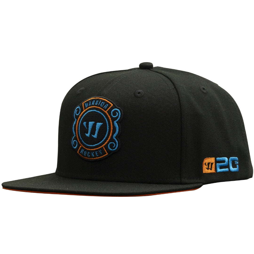 Warrior Senior 20th Anniversary Flatbrim Snapback Hat covert black blue