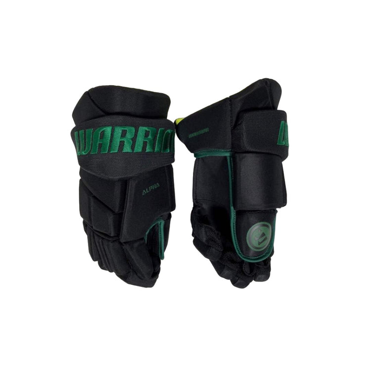 Warrior Senior Alpha Team Hockey Player Gloves Black/Green