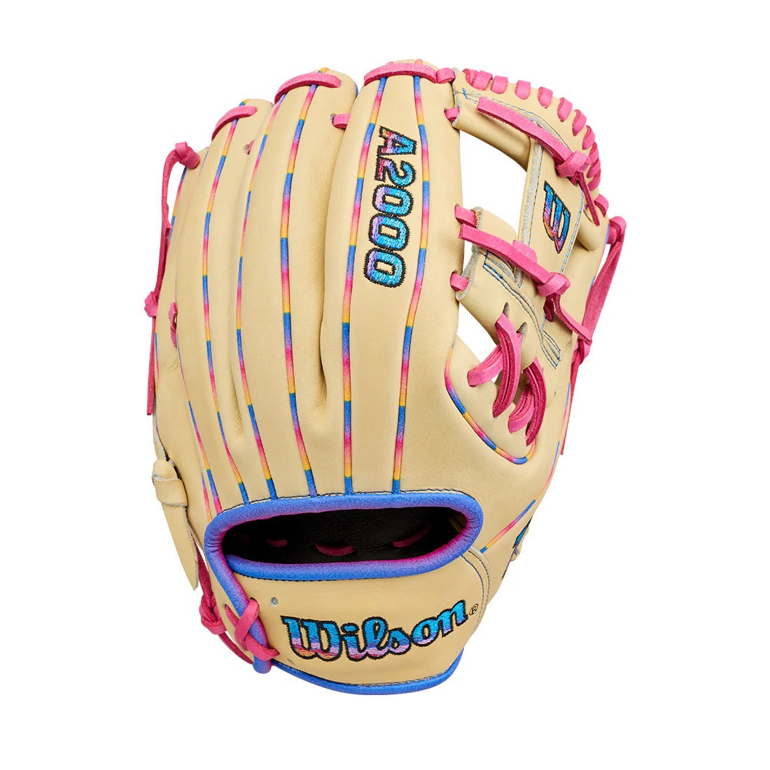 Wilson A2000 1786 LTM WBWWBW104827 Baseball Glove Blonde / Trop Blue / Flamingo Blue