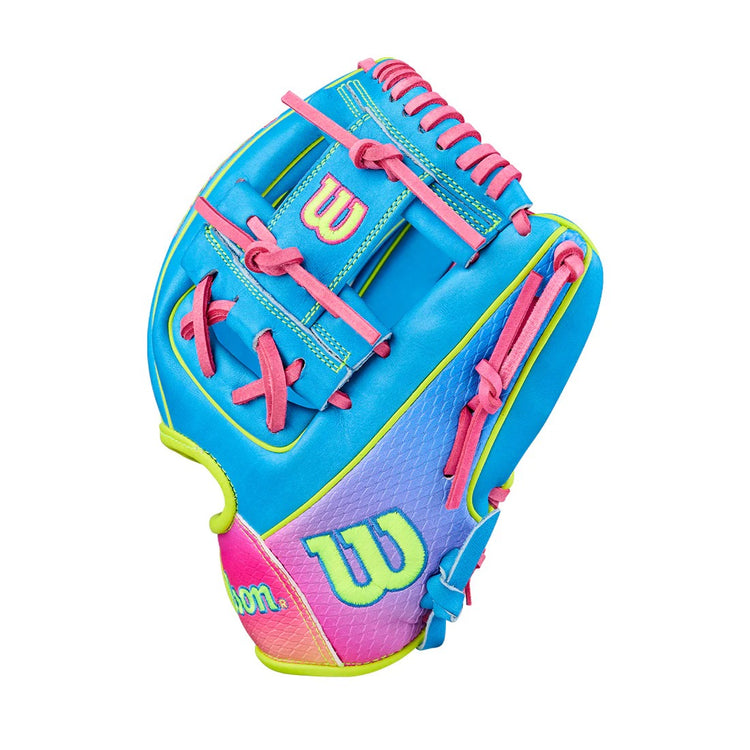 Wilson A2000 DP15 LTM WBW104828 Baseball Glove Trop Blue / Flamingo Pink / Optic