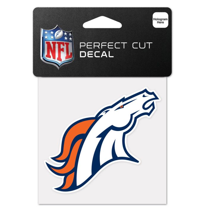 Wincraft NFL Denver Broncos 4"x4" Perfect Cut Decal white orange
