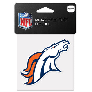 Wincraft NFL Denver Broncos 4"x4" Perfect Cut Decal white orange
