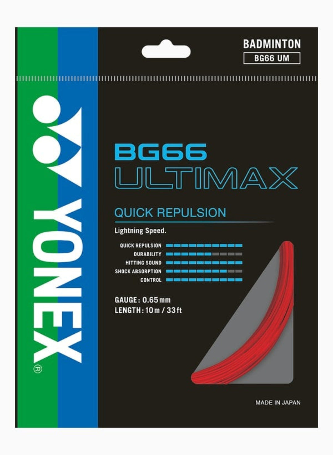 YONEX BG 66 Ultimax Badminton String-red