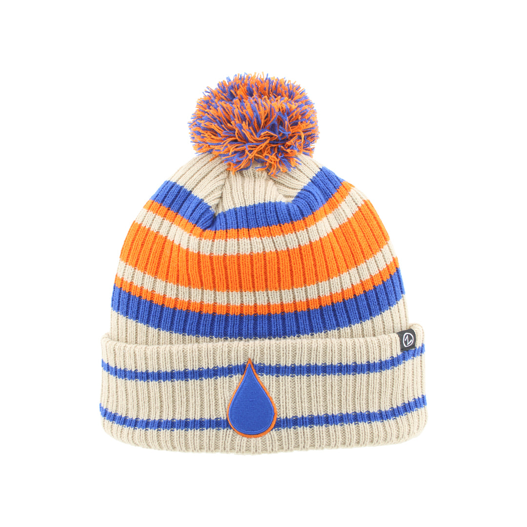 Zephyr Mens' NHL Oil Paramount Cuffed Pom Knit Toque Stone/Orange
