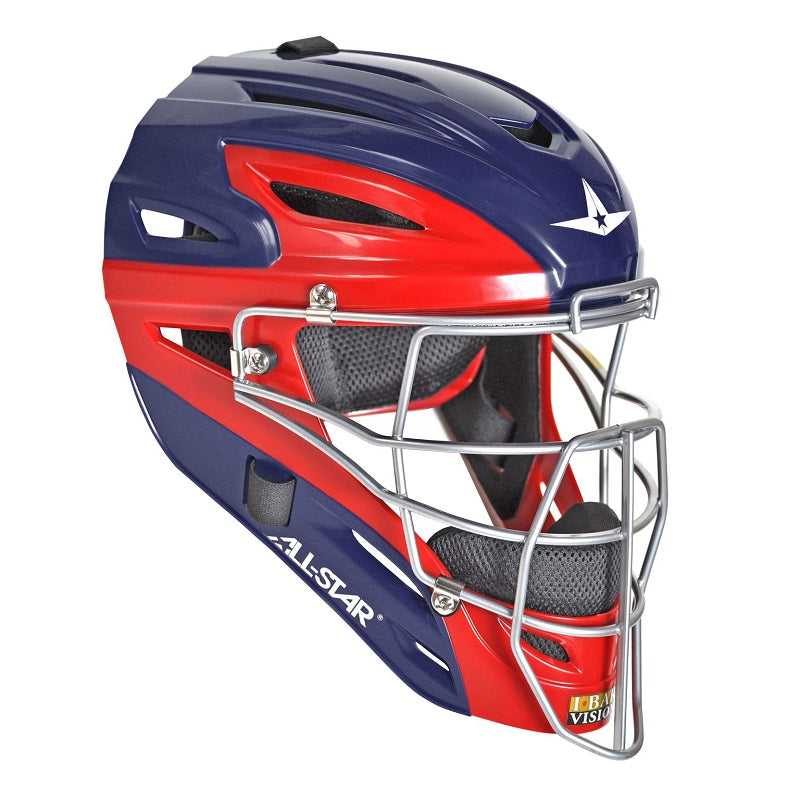 All-Star Junior Pro System 7 Catcher's Helmet Navy/Red