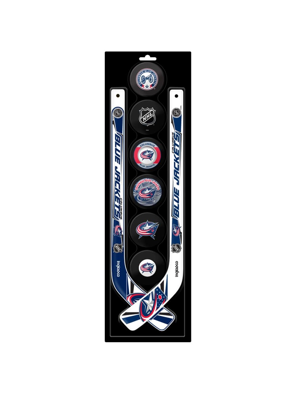 Inglasco NHL Columbus Blue Jackets 8-Pack Mini Stick & Foam Puck Set