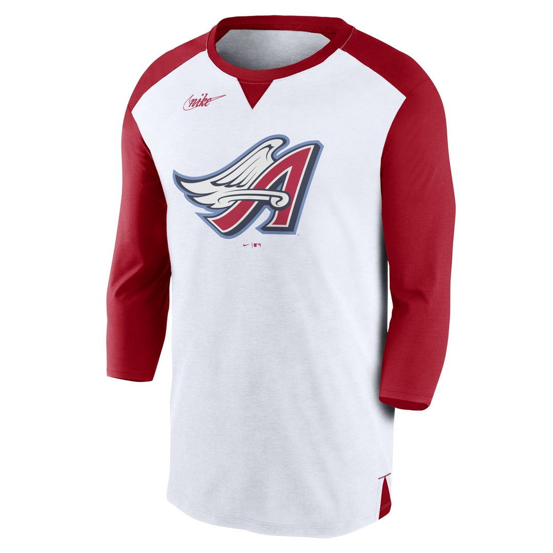 Shop Nike Men's MLB Anaheim Angels Rewind 3/4 Triblend T-Shirt White/Red Edmonton Canada Store