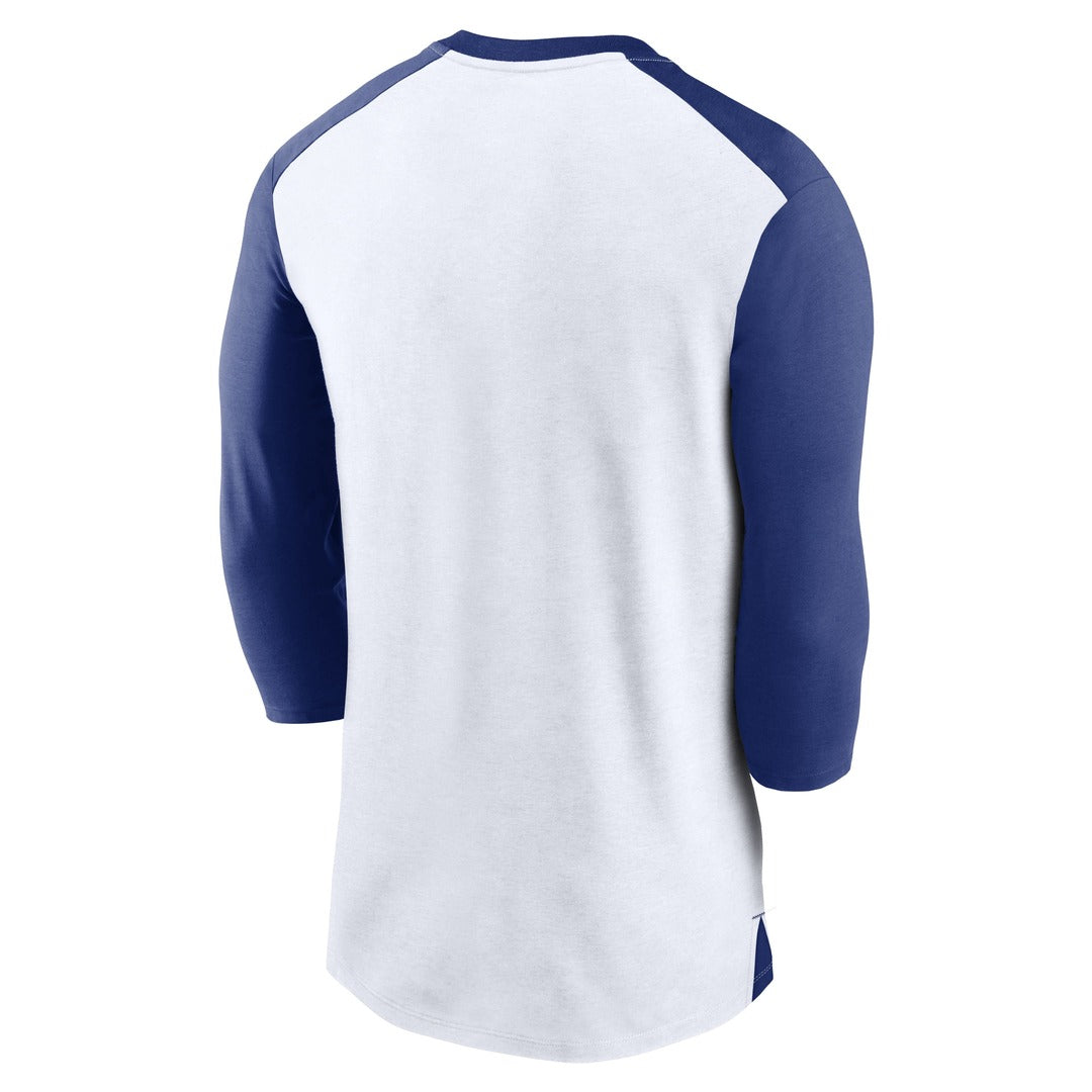 Shop Nike Men's MLB Milwaukee Brewers Rewind 3/4 Triblend T-Shirt White/Blue Edmonton Canada Store