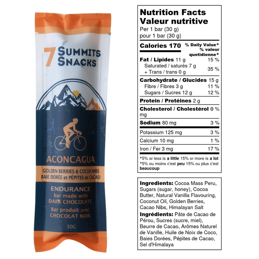 Shop 7 Summits Snacks Aconcagua Endurance Bar 30g Edmonton Canada Store