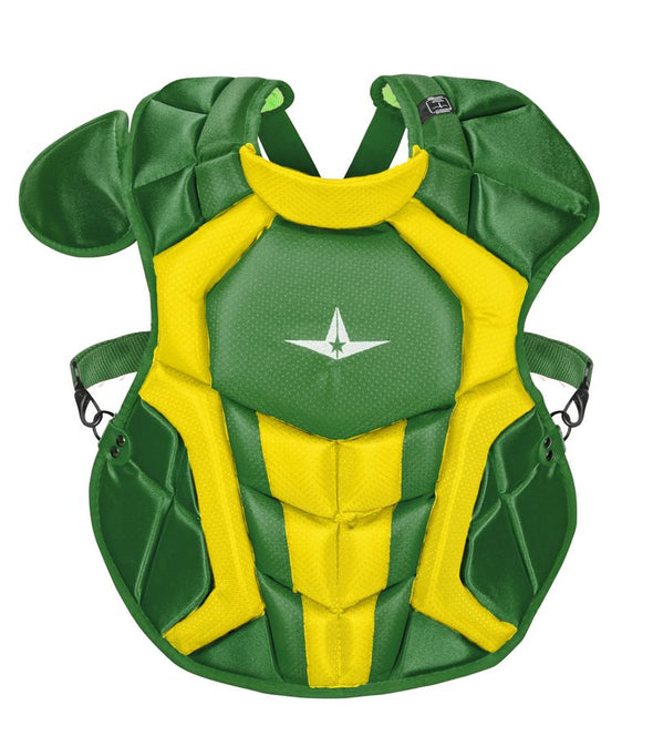 Shop Allstar Intermediate 15.5" System 7 Axis CPCC1216S7X NOCSAE Catchers Chest Protector Green/Gold Edmonton Canada Store
