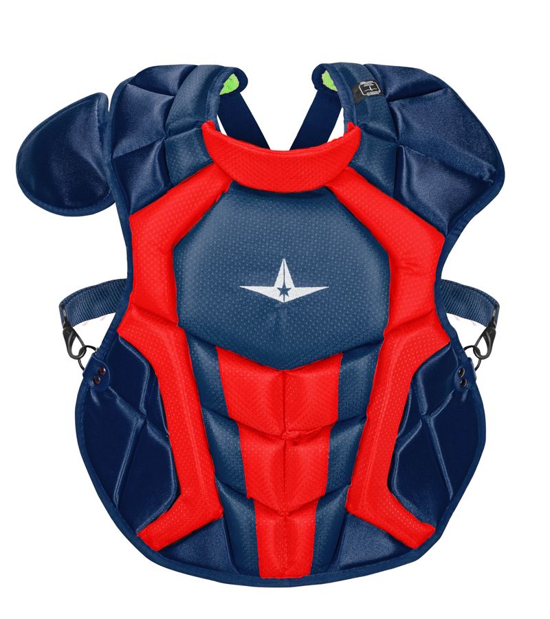 Shop Allstar Intermediate 15.5" System 7 Axis CPCC1216S7X NOCSAE Catchers Chest Protector Navy/Red Edmonton Canada Store
