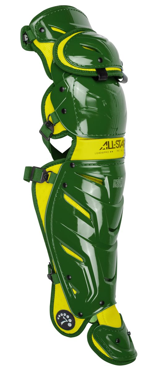 Shop Allstar Junior 13" Pro System 7 LG912S7X Catcher's Leg Guards Green/Gold Edmonton Canada Store