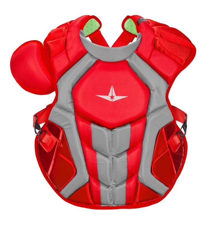 Shop Allstar Senior 16.5" System 7 Axis CPCC40PRO NOCSAE Catcher's Chest Protector Red/Silver Edmonton Canada Store