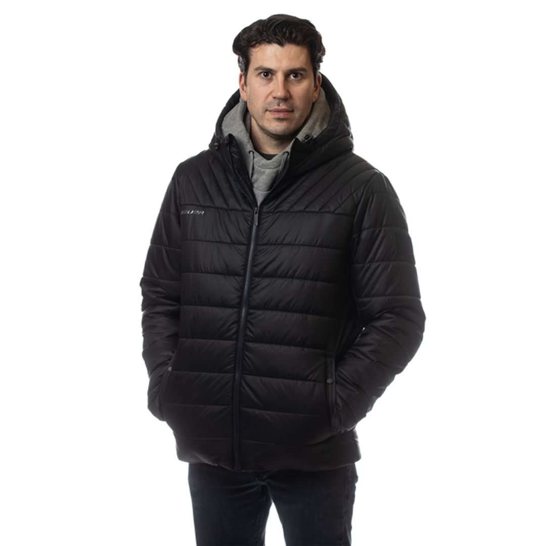 Shop Bauer Youth Supreme Hooded Puffer Jacket Team Black Edmonton Canada Store