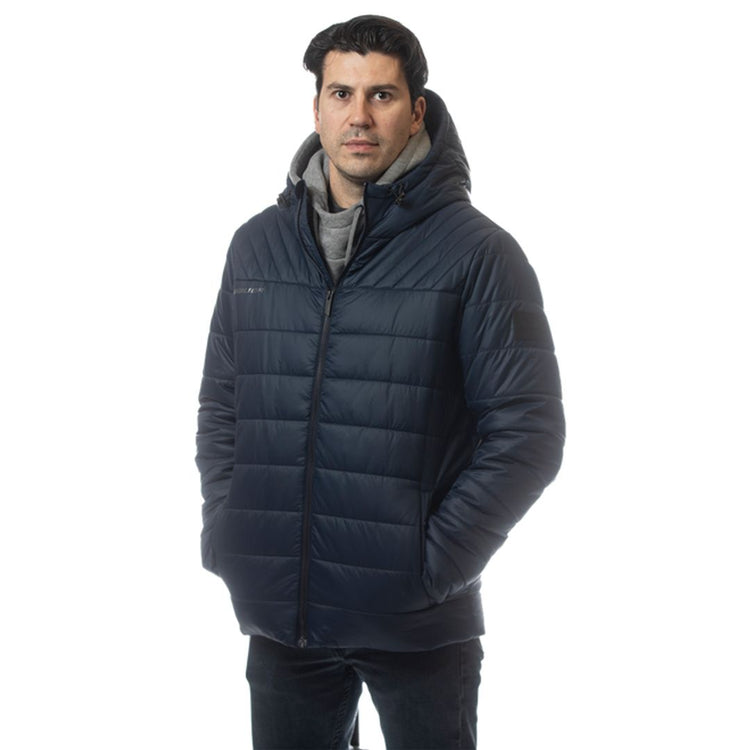 Shop Bauer Youth Supreme Hooded Puffer Jacket Team Navy Edmonton Canada Store