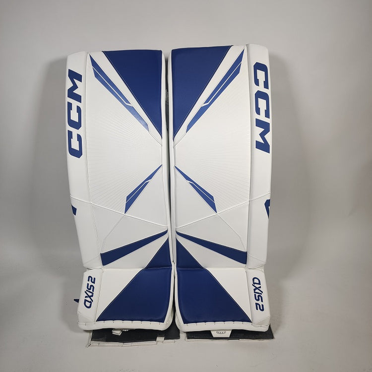 Shop CCM Senior Axis 2 Pro Hockey Goalie Pad White Blue Edmonton Canada Store