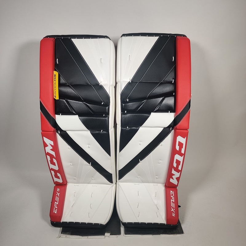 Shop CCM Senior EFLEX 5 Pro Hockey Goalie Pad White Black Red Edmonton Canada Store
