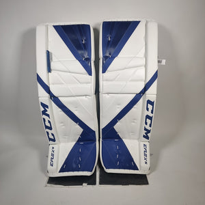 Shop CCM Senior EFLEX 5 Pro Hockey Goalie Pad White Blue Edmonton Canada Store