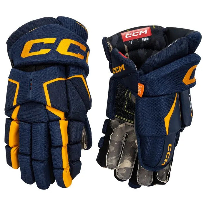 Shop CCM Senior Tacks AS-V Hockey Player Gloves Navy/Sunflower Edmonton Canada Store