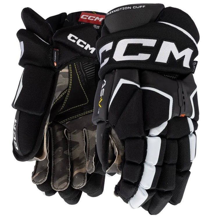 ShopCCM Senior Tacks AS-V Pro Hockey Player Gloves Black/White Edmonton Canada Store