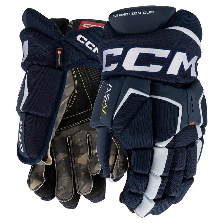 Shop CCM Senior Tacks AS-V Pro Hockey Player Gloves Navy/White Edmonton Canada Store