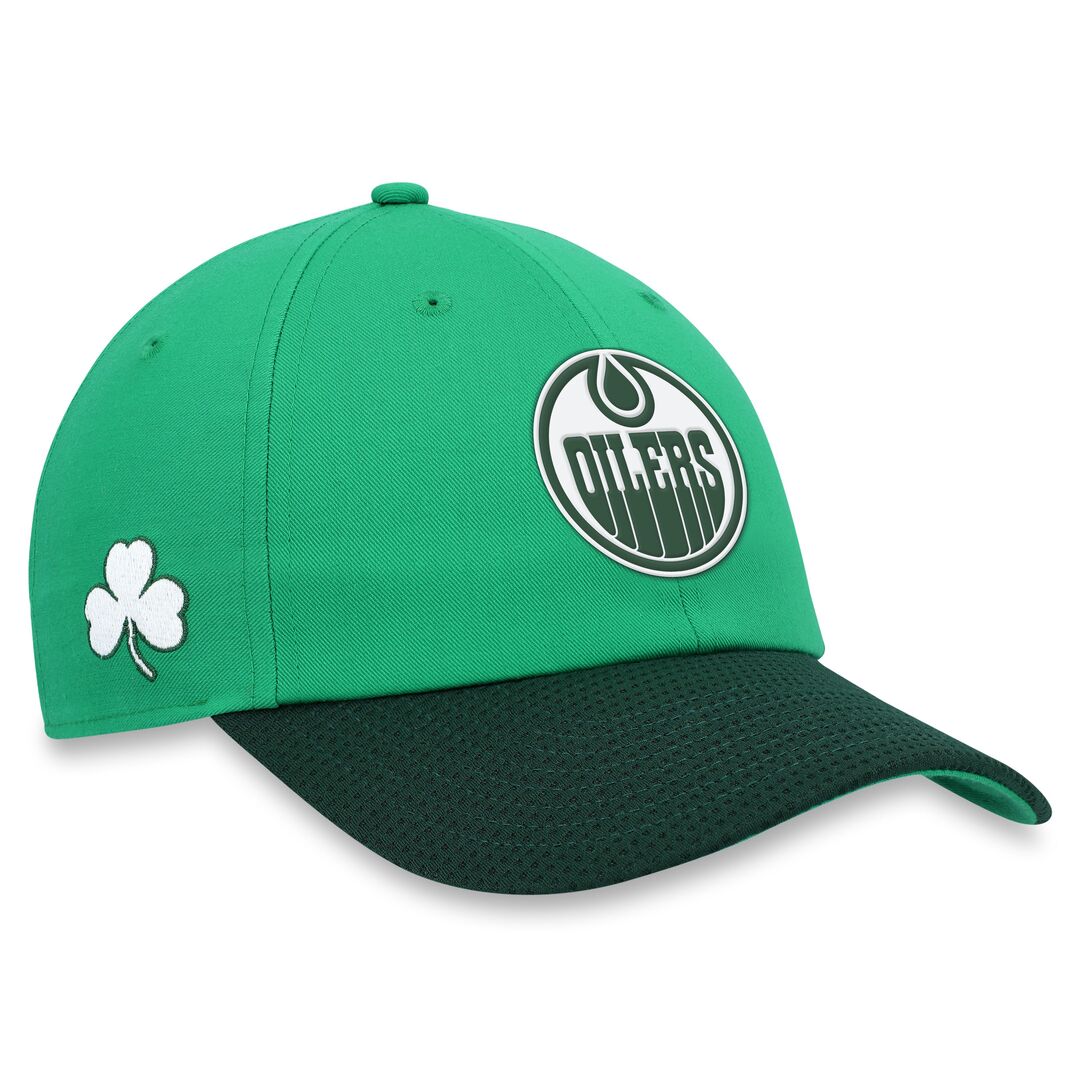 Shop Fanatics Men's NHL Edmonton Oilers St. Pats Adjustable Cap Green Edmonton Canada Store