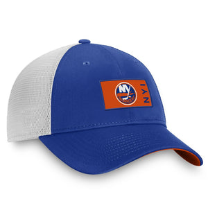 Shop Fanatics Men's NHL New York Islanders 2022 Rink Trucker Adjustable Cap Blue Edmonton Canada Store
