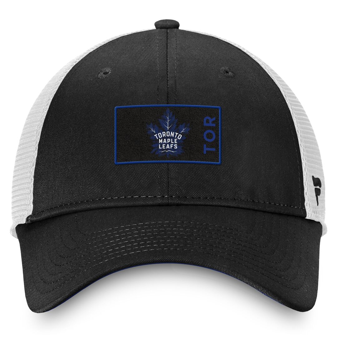 Shop Fanatics Men's NHL Toronto Maple Leafs 2022 Rink Trucker Adjustable Cap Black Edmonton Canada Store