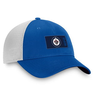 Shop Fanatics Men's NHL Winnipeg Jets 2022 Rink Trucker Adjustable Cap Blue Edmonton Canada Store