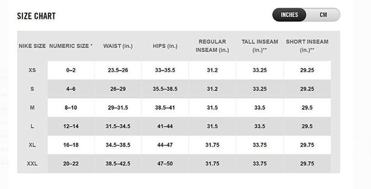 Nike women's running shorts size chart Clearance