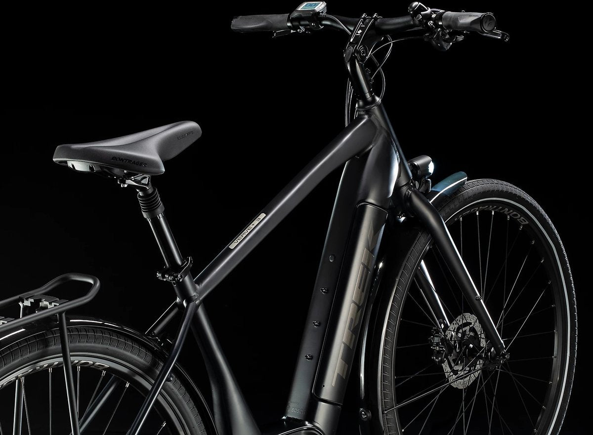 Shop Trek Verve+ 3 Step-Over Electric Bike 2022 Matte Trek Black Edmonton Canada Store