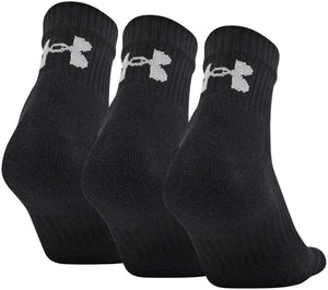 Shop Under Armour Adult Training Quarter Crew Socks 3-Pack 001 Black 8-12 Large Edmonton Canada Store