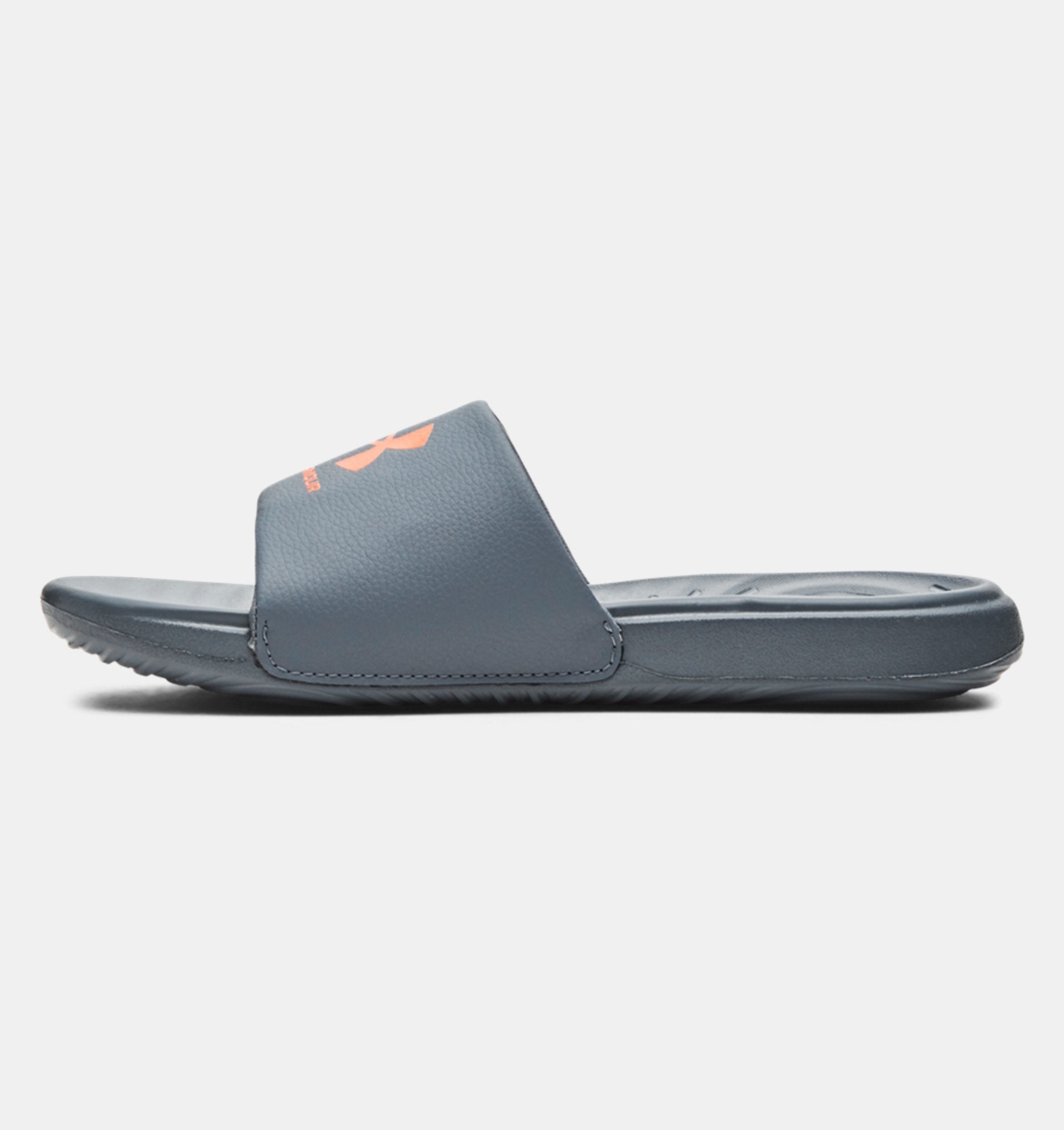 Shop Under Armour Boy's Ansa Fix Slide Sandals  Grey/Orange Edmonton Canada Store