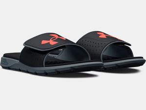 Shop Under Armour Boy's Ignite 7 Slide Sandals  Black/Red Edmonton Canada Store