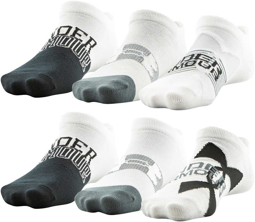 Shop Under Armour Boys Essential Lite No Show 6-Pack Grey/White Edmonton Canada Store