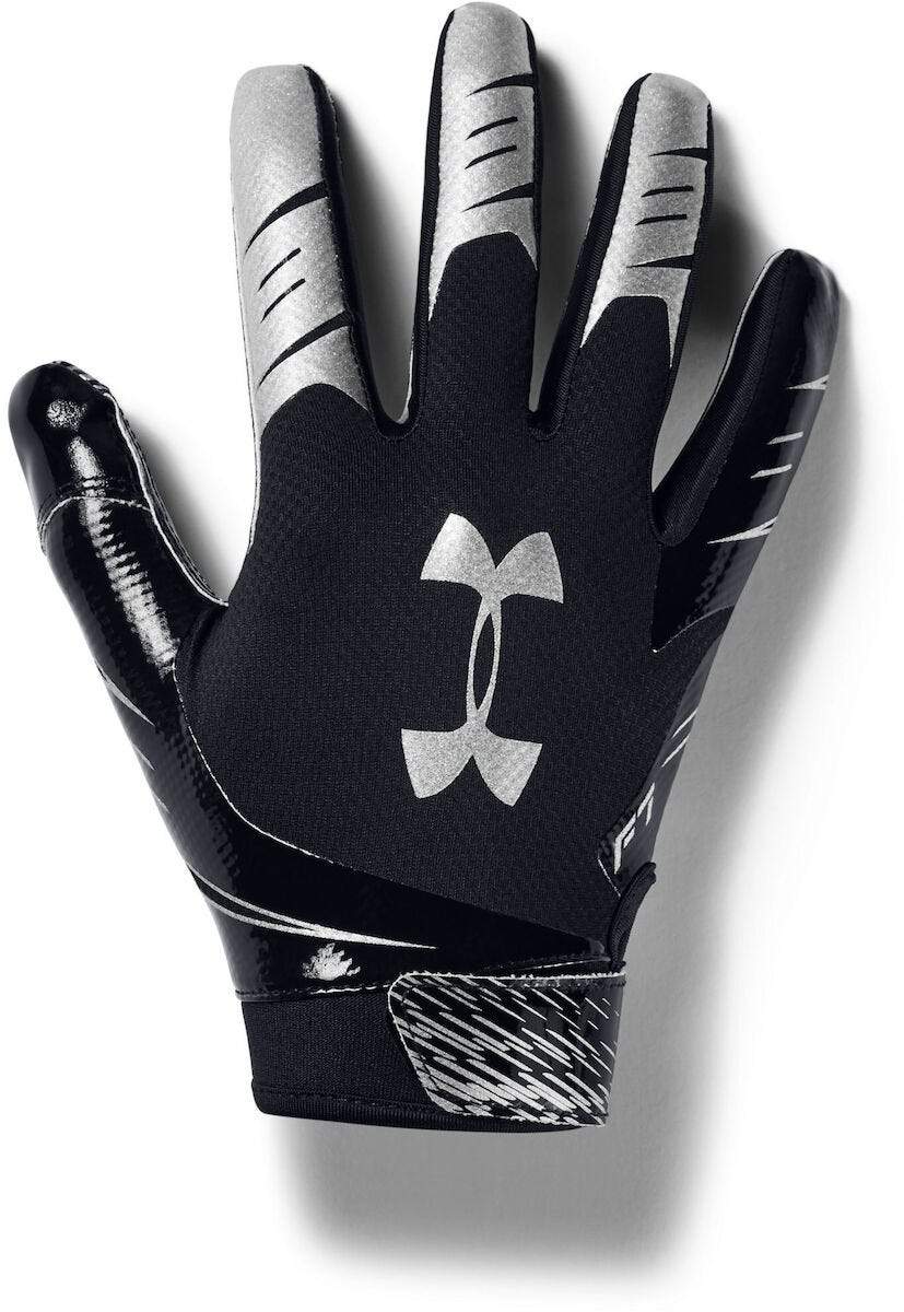 Shop Under Armour Junior F7 Receiver Football Gloves Black/Silver Edmonton Canada Store