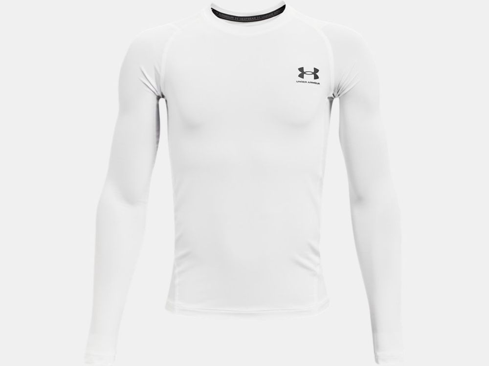 Shop Under Armour Kids HeatGear Armour Long Sleeve 100 White Edmonton Canada Store