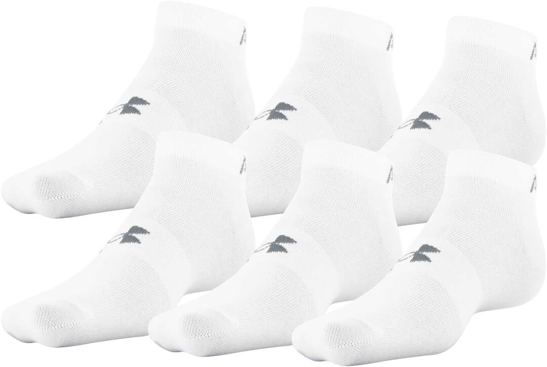 Under Armour Men's Essential Lite Lo Cut Sock 6Pack, White