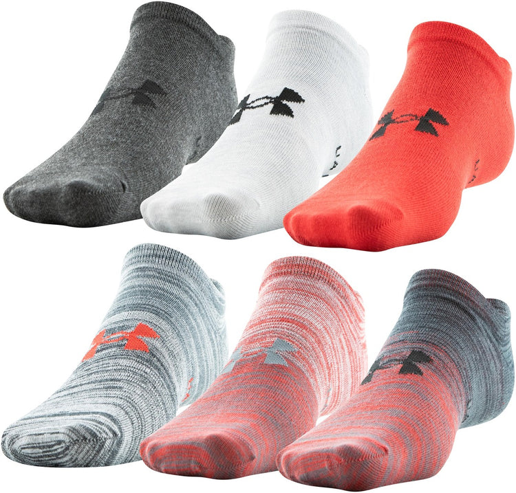 Under Armour Men's Essential Lite No Show Sock 6-Pack Red