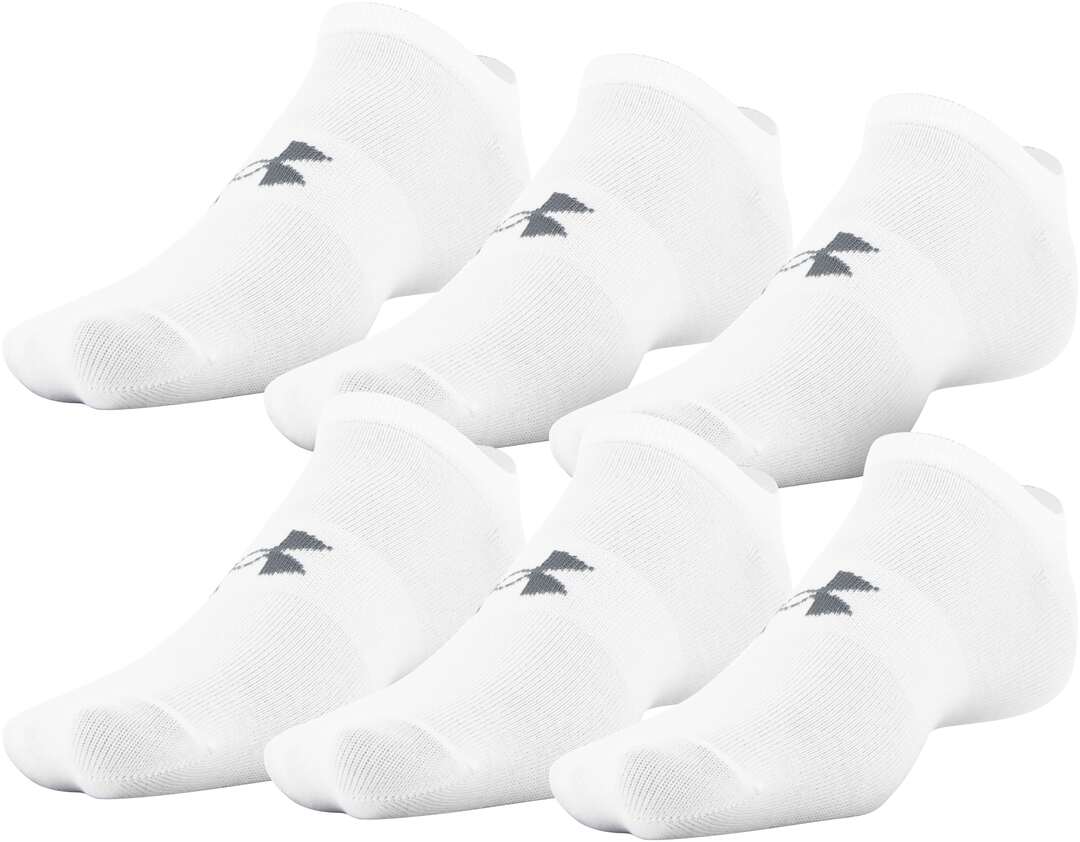 Under Armour Men's Essential Lite No Show Sock 6-Pack White