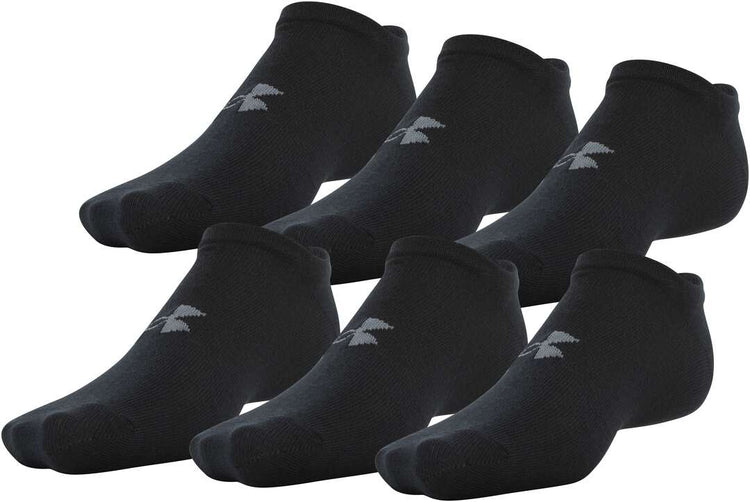 Under Armour Men's Essential Lite No Show Sock 6-Pack Black