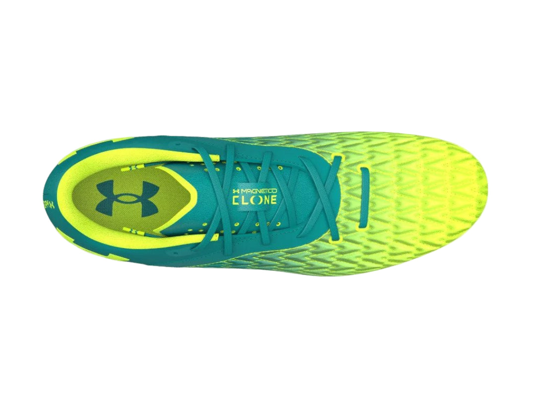 Shop Under Armour Senior Clone Magnetico Premier 2.0 FG 3024641-300 Soccer Shoe Lime Surge Coastal Teal Edmonton Canada Store